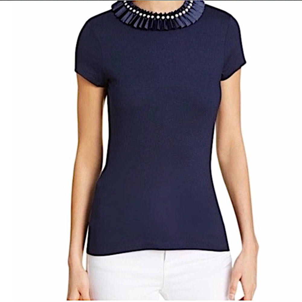 Ted Baker of London Pearl neck detail fitted tee-short sleeve navy